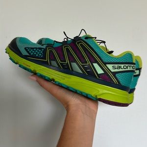 Women’s Salomon X Mission 3 Teal Multicolor Contragrip Trail Hiking, 7.5